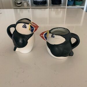 Artist made ceramic cream and sugar set.